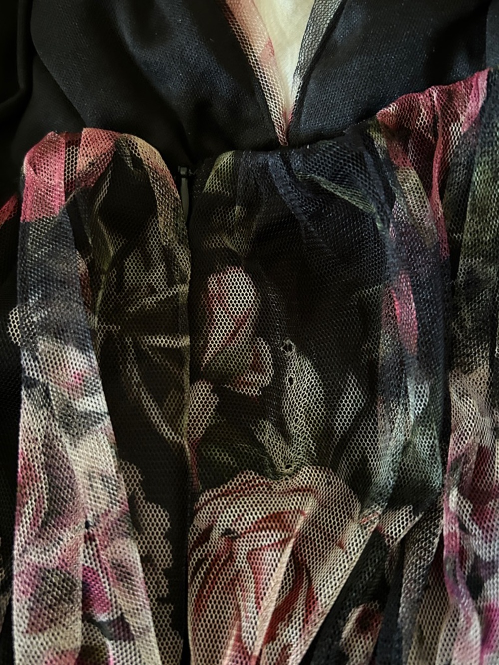 Lulu's Black Floral Tiered Mesh Maxi Dress with Pink Roses - Picture 15 of 15